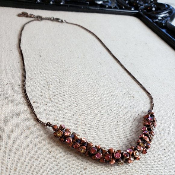 Fossil Antiqued Copper w/Pink BiCone Crystals - Picture 1 of 4